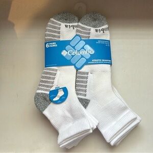 New Columbia Socks Men’s 6 Pairs White & Gray Casual Athletic Quarter Crew Socks